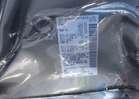 2015 Nissan Rogue Sl from USA, damaged, VIN 5N1AT2MVXFC760937